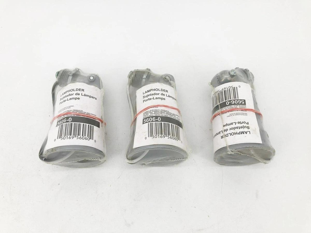 Lot of 3 New Hubbell 5606-0 Weatherproof Lampholders 75-150 Watt Gray