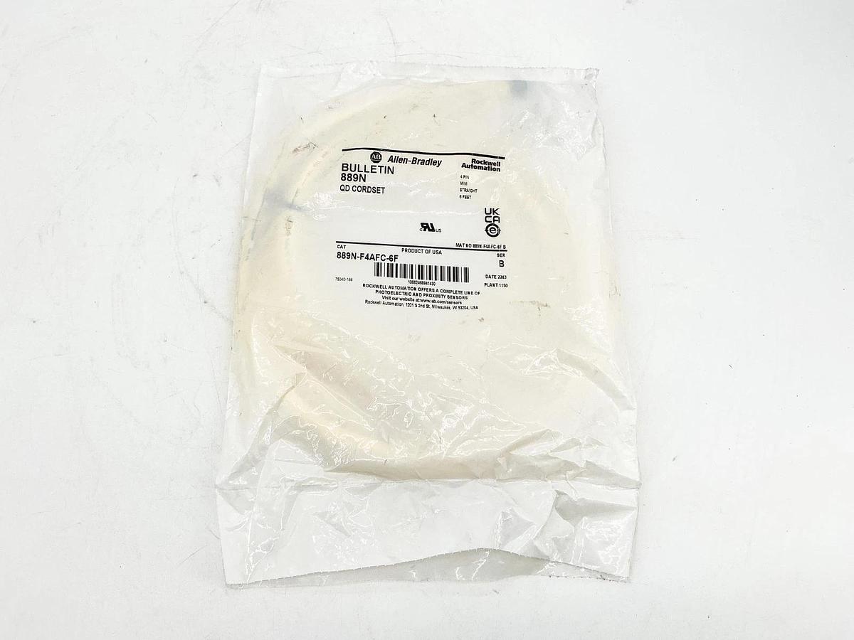 New Allen Bradley 889N-F4AFC-6F QD Cordset 4Pin Mini Straight 6' Ser.B