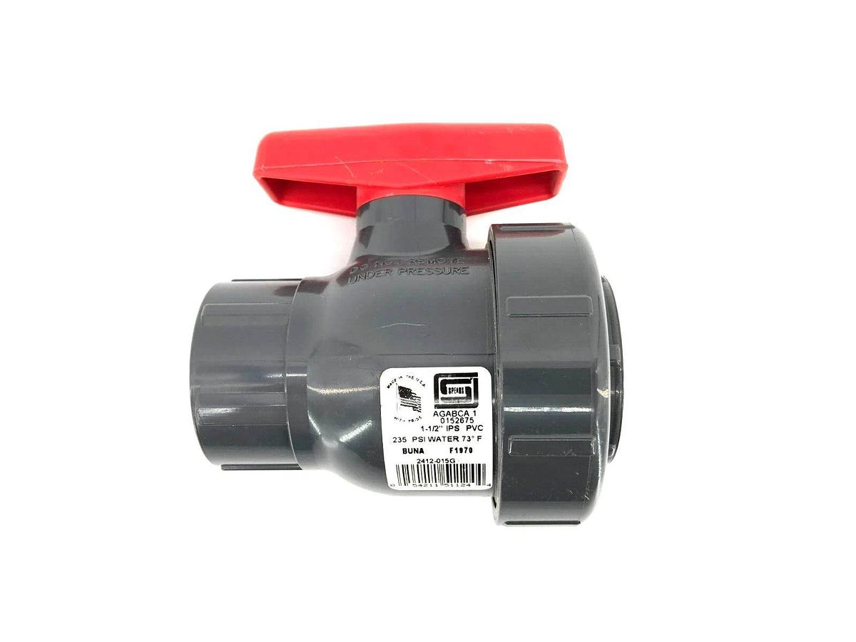 New Spears 2412-015G Single Entry Ball Valve, 1-1/2", Socket End Style, PVC
