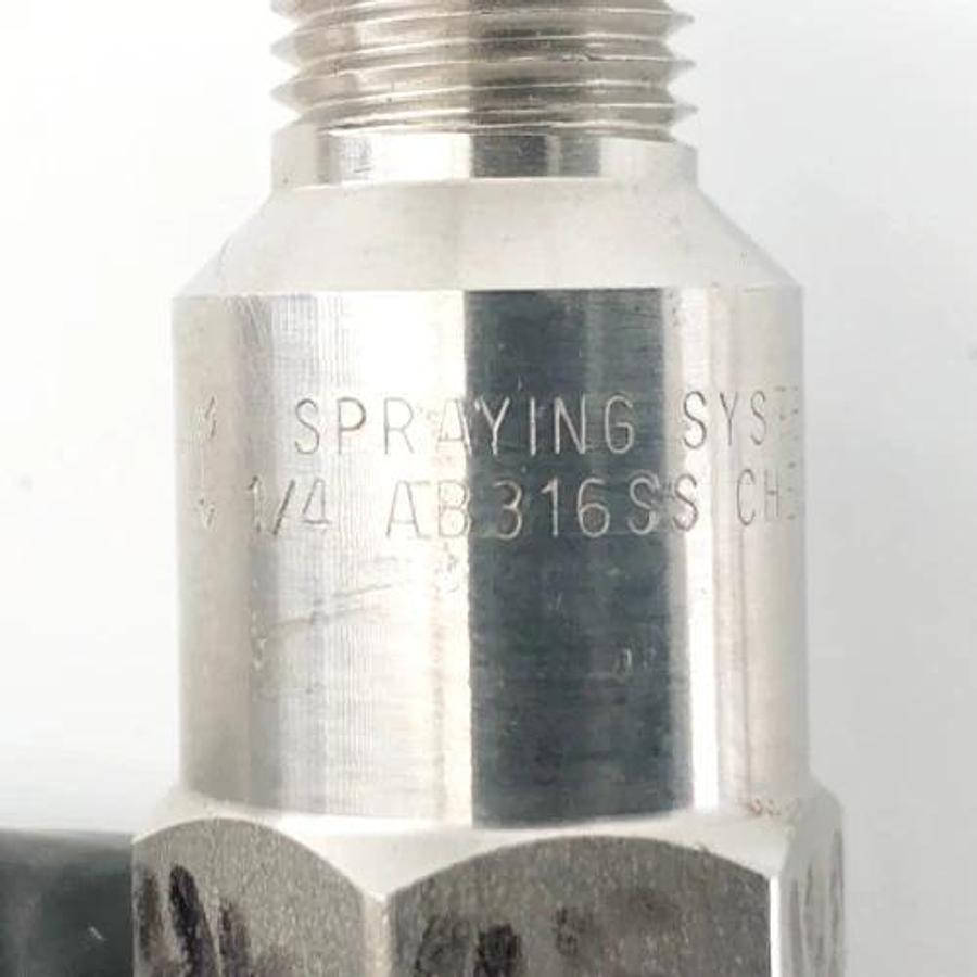 Lot of 2 New Spraying Systems 1/4AB-316SS Check Valves 1/4" - No Box