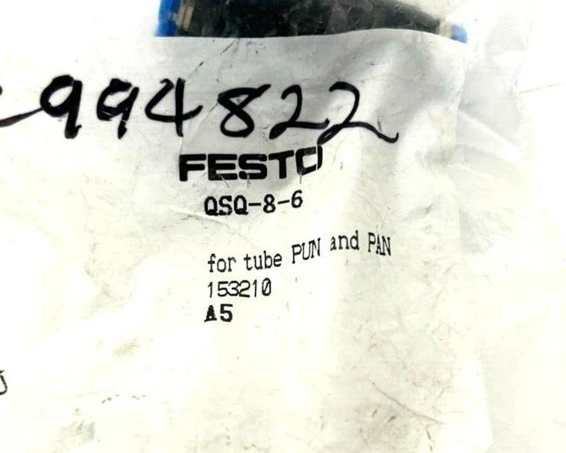 Lot of 2 New Festo QSQ-8-6 Fittings For Tube PUN and PAN, 153210