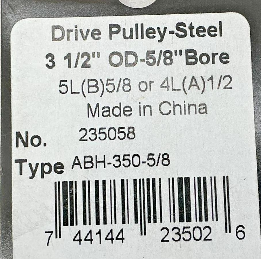 New Phoenix 235058 Drive Pulley-Steel 3-1/2" OD-5/8" 5L(B)5/8 or 4L(A)1/2