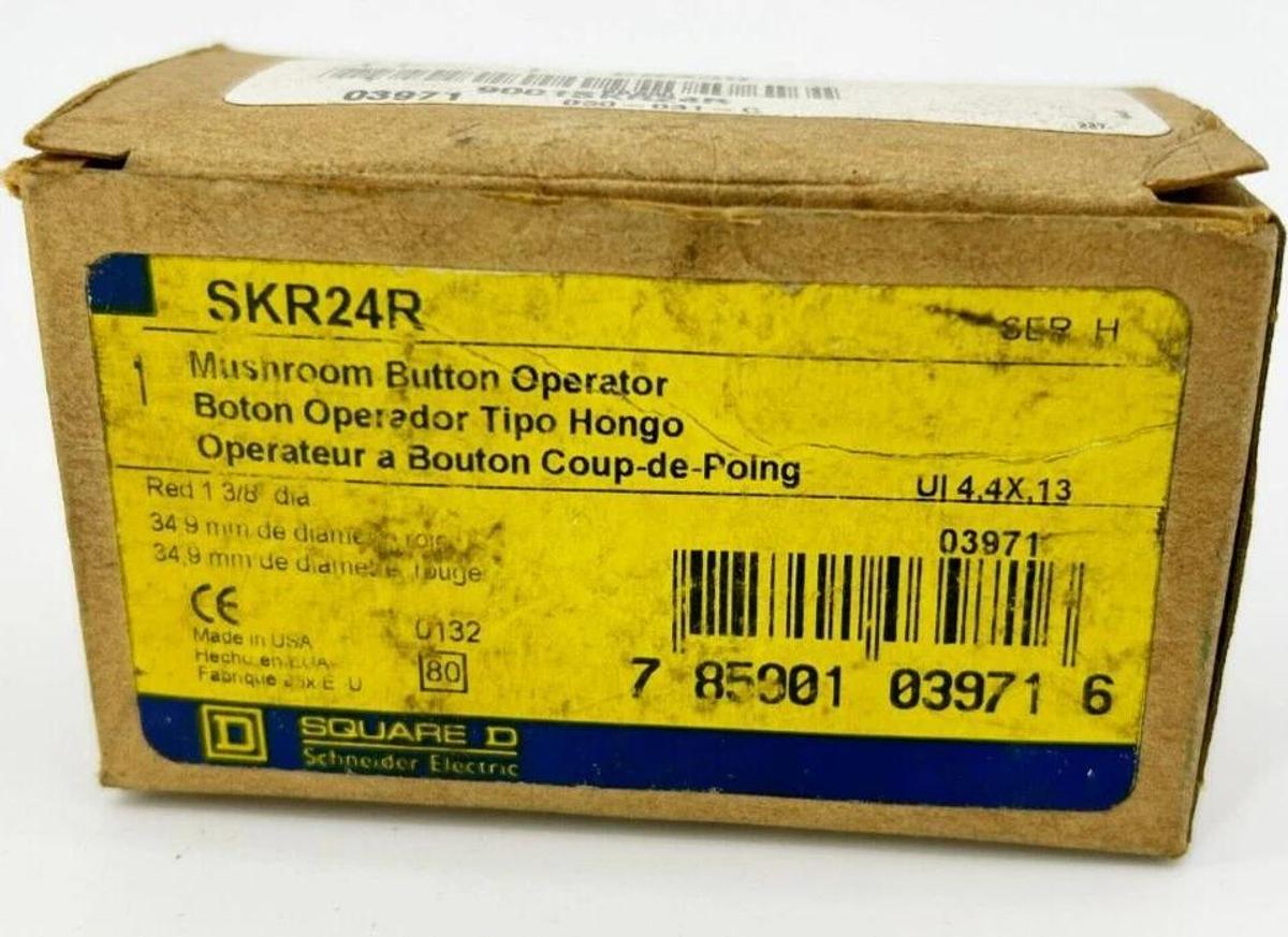 New Square D SKR24R Mushroom Push Button Operator, Red