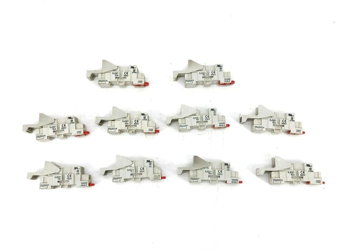 Used Lot of 10 Dayton 6JG21 Relay Bases 15A 30V