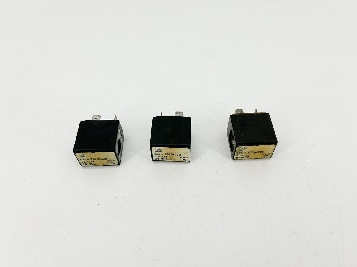 Used Lot of 3 Parker Fluid Power 26E01039 Coils 24VDC 10W