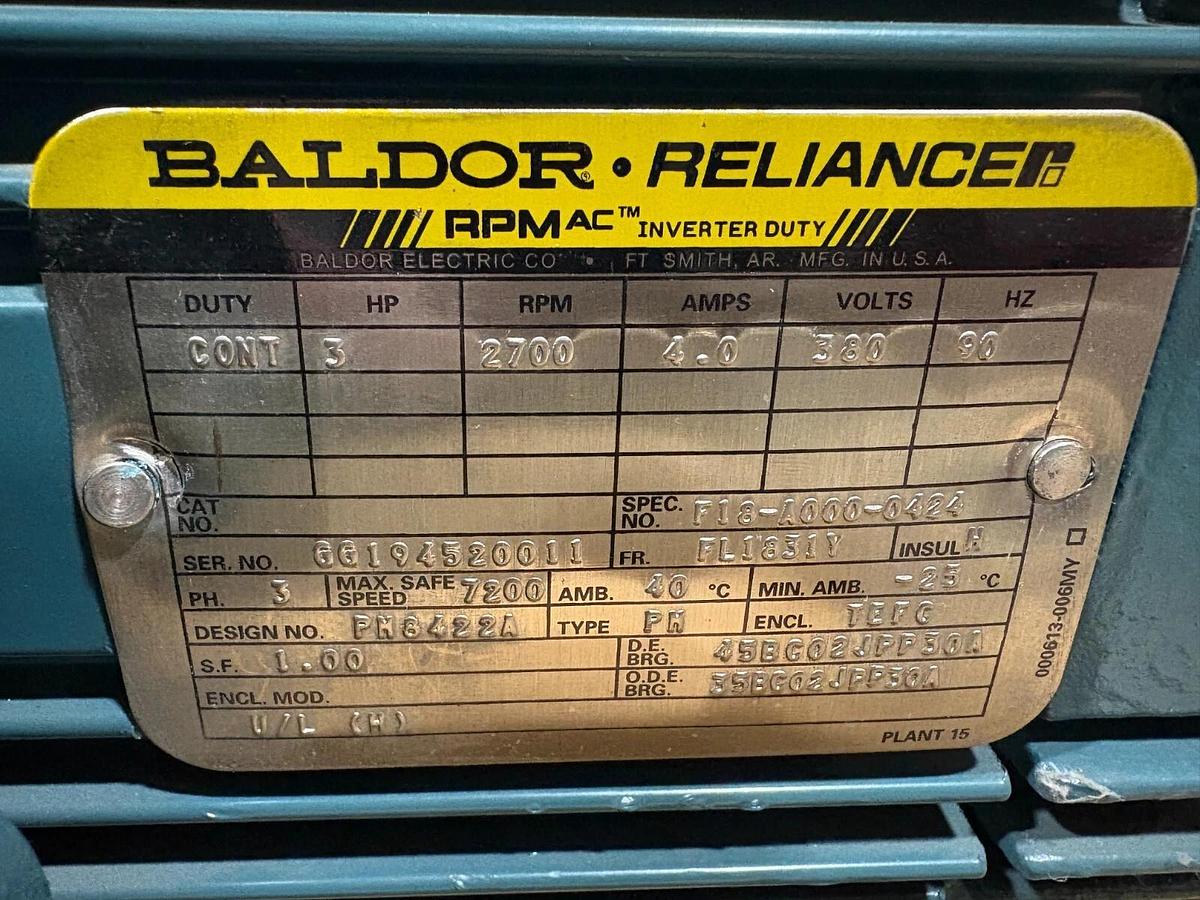 New Baldor F18-A000-0424 RPM AC Inverter Duty Motor 3HP 380V 2700RPM Fr. FL1831Y
