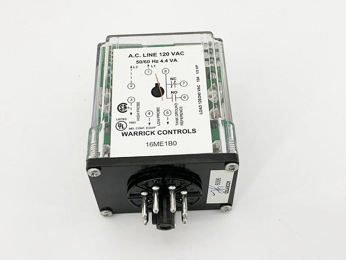 New Warrick Controls 16ME1B0 AC Line Relay 120V 50/60Hz 4.4VA 8 Pin