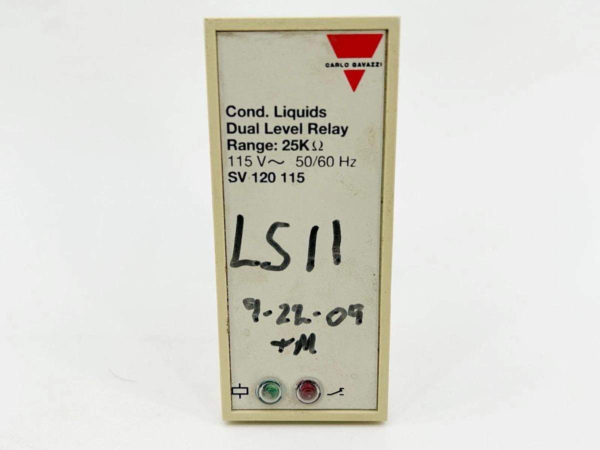 Used Carlo Gavazzi SV120115 Level Control Relay 25KOHM 10A 115V 50/60Hz