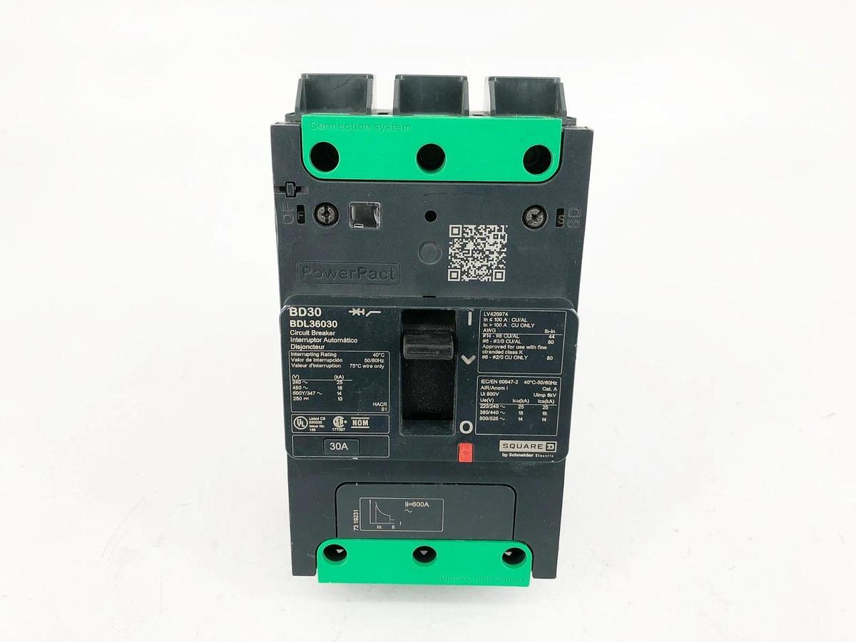 New Square D BDL36030 PowerPact Circuit Breaker 30A 3 Pole 600Y/347V AC - No Box