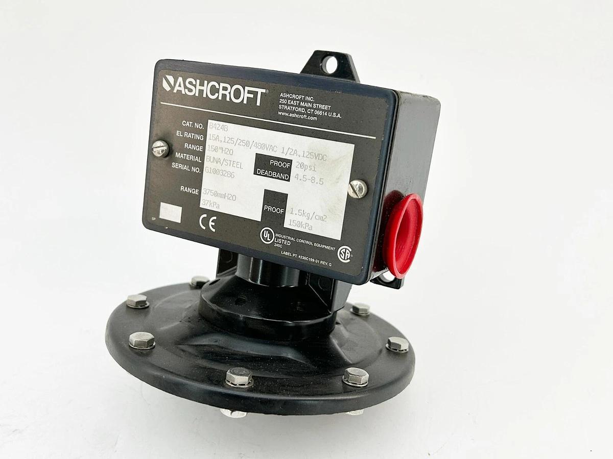 New Ashcroft B424B Pressure Switch 150 inches of water Range 15A 125-480VAC
