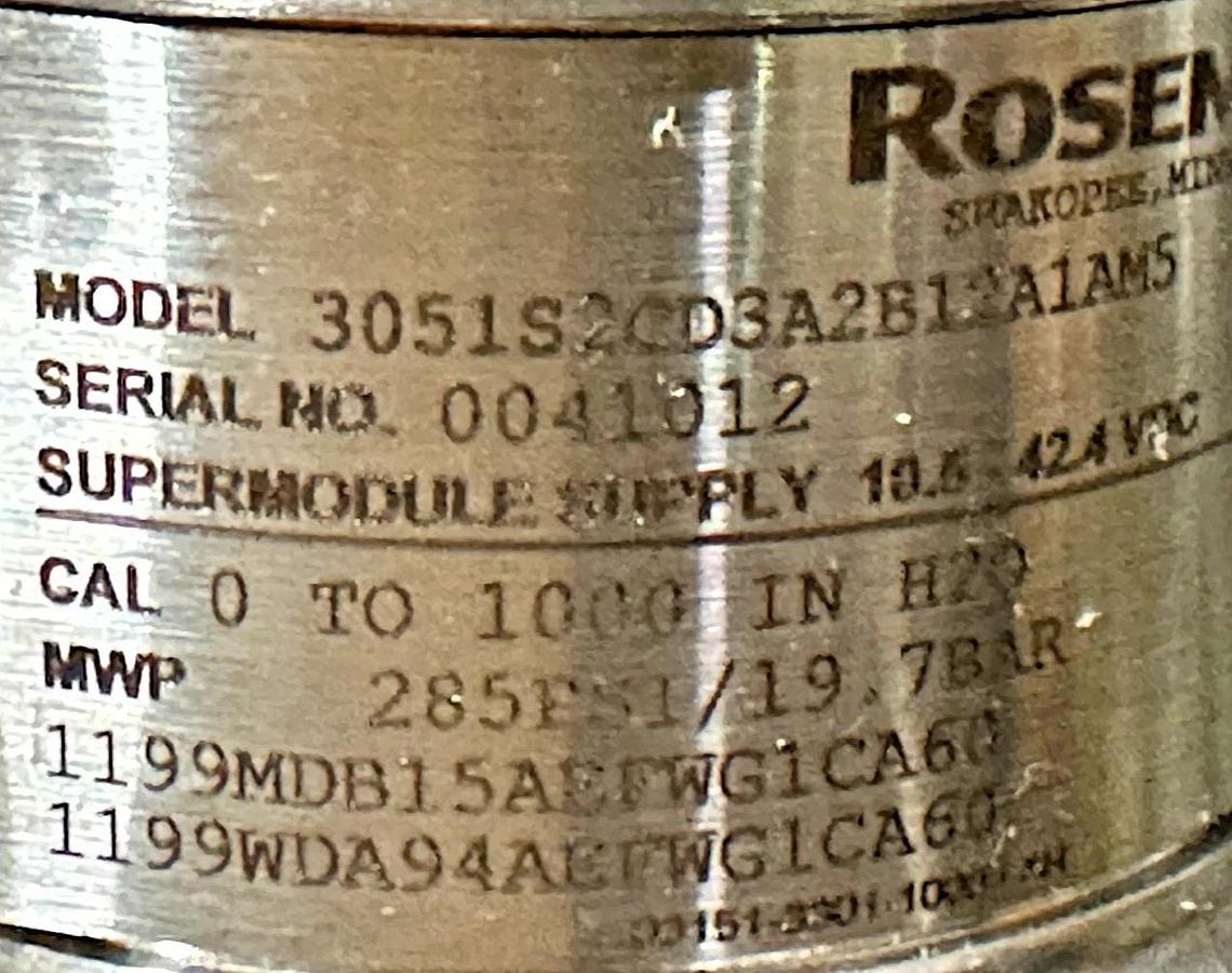 New Rosemount 3051S2CD3A2B12A1AM5 Pressure Transmitter 285PSI CAL: 0-1000 in H2O