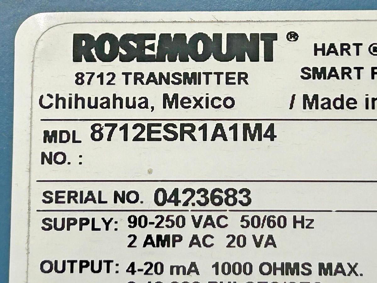 New Rosemount 8712ESR1A1M4 Transmitter 2A 250V 50/60Hz