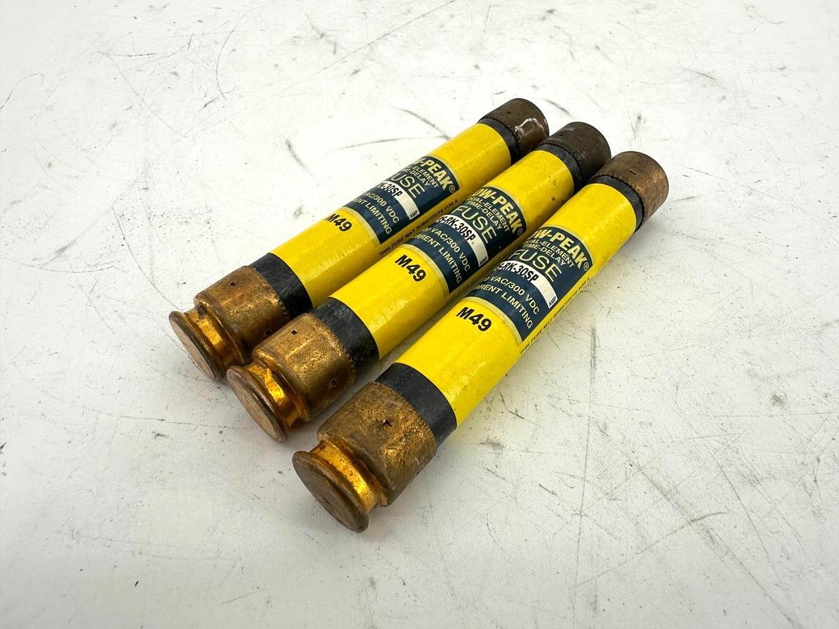 Used Lot of 3 Bussmann LPS-RK-30SP Low-Peak Fuse 30A 600V