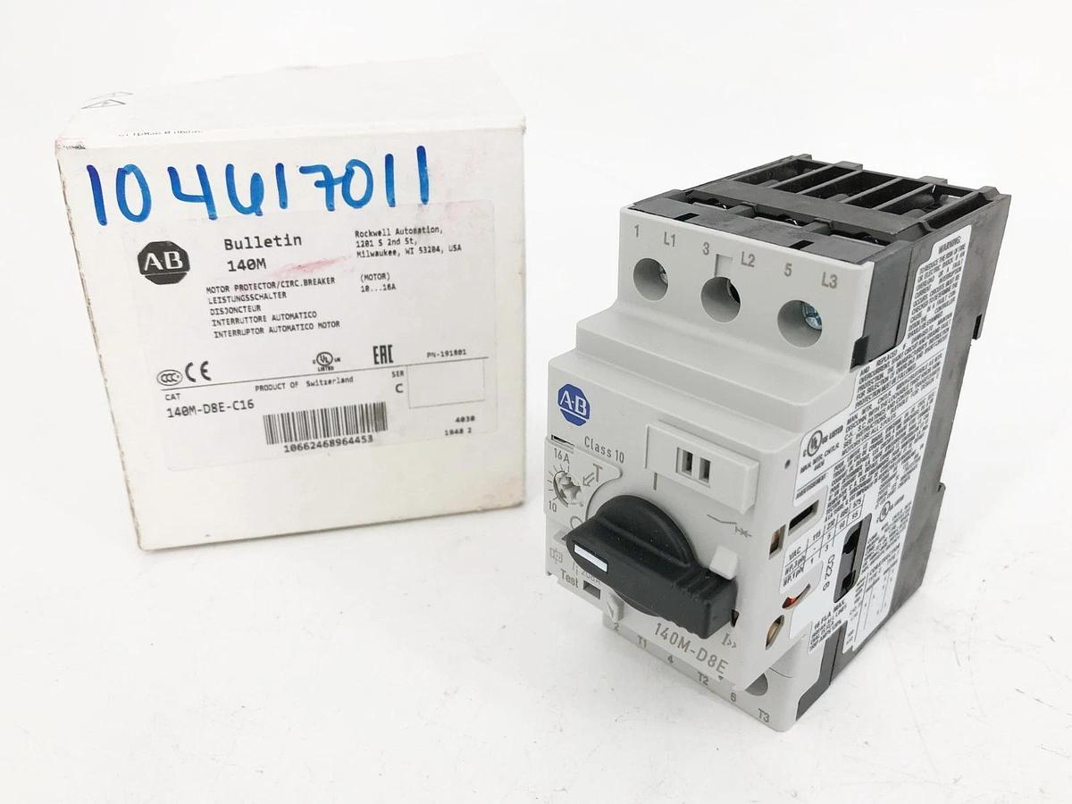 New Allen Bradley 140M-D8E-C16 Ser. C Motor Protector Circuit Breaker 10-16A
