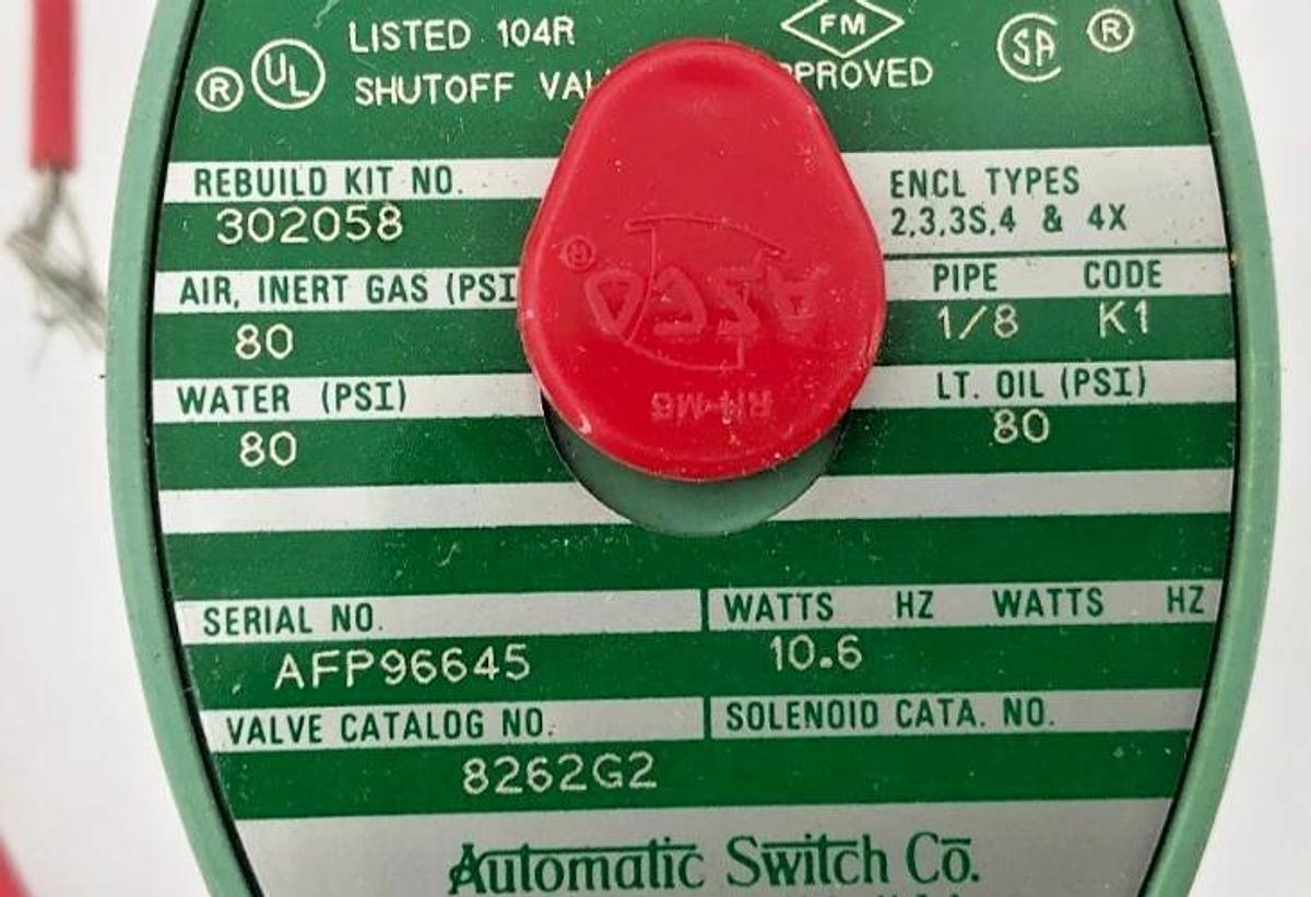New Asco 8262G2 24VDC Solenoid Valve 1/2" NPT 2-Way NC