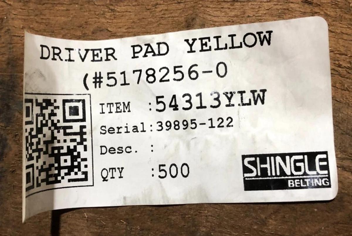 New Shingle Belting 54313YLW Driver Pad Yellow ~80 FT. - No Box