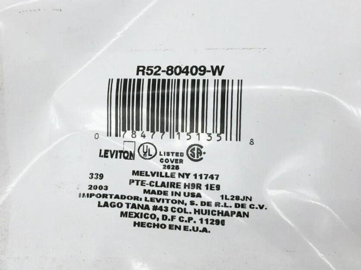 Lot of 5 New Leviton R52-80409-W 2-Gang Wall Plates White
