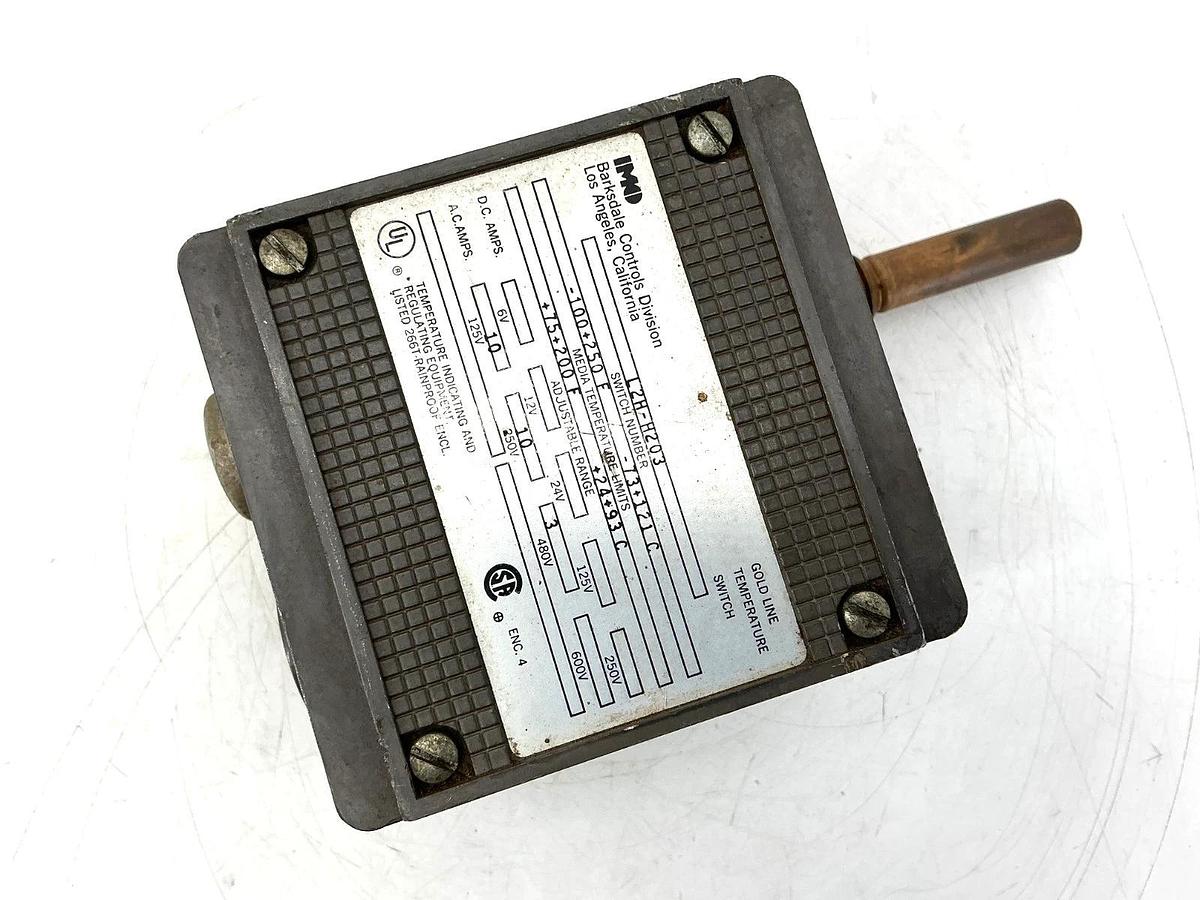 Used Barksdale L2H-H203 Temperature Switch Range 75-200F 10A@120/250V 3A@480V