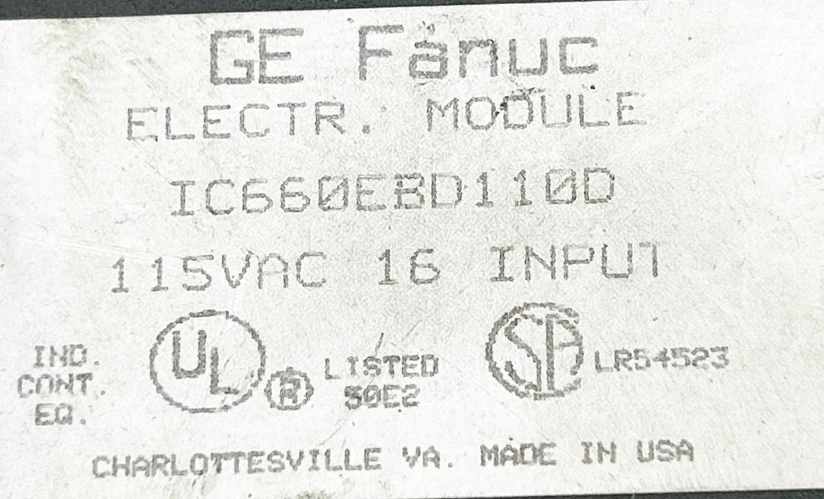 Used GE Fanuc IC660EBD110D Electr Module 115V 16 Input