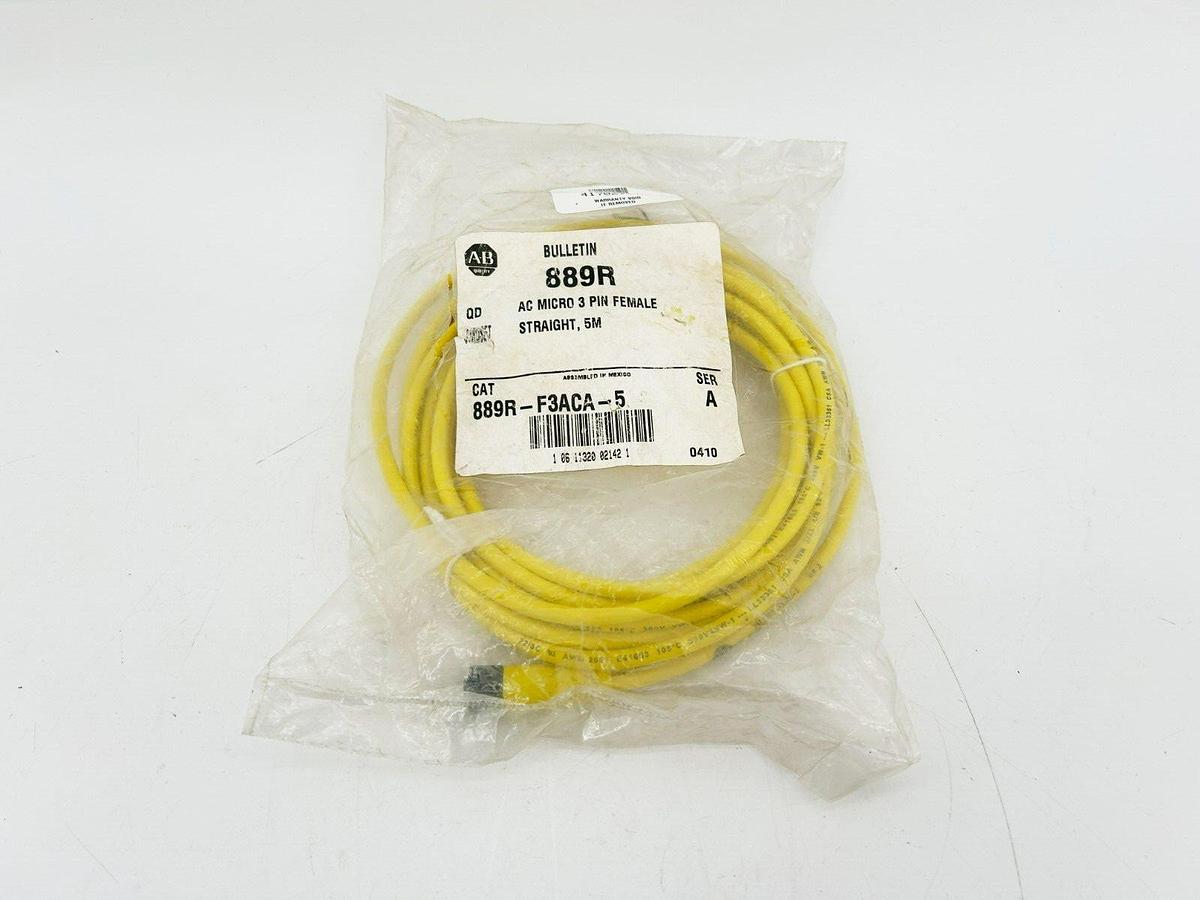 New Allen Bradley 889R-F3ACA-5 Ser. A QD Cordset, AC Micro 3 Pin Female, 5m
