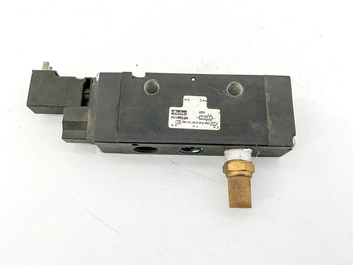 Used Parker B612BB549A Solenoid Valve 150PSI 1034kPa