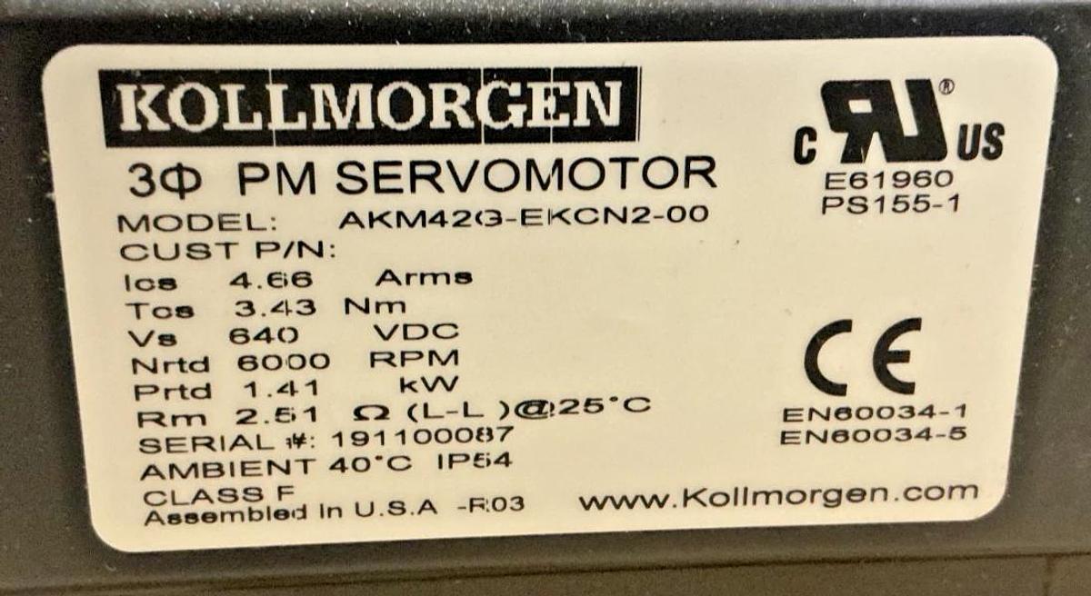 Used Kollmorgen EC3-AKM42G-CN2-70-10B-350-MP2-FT1E-C0 Electrical Cylinder 350mm Strok
