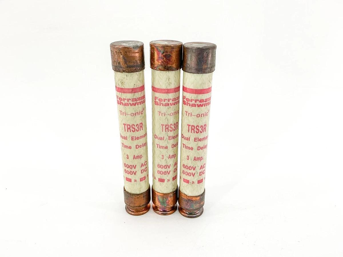 New Lot of 3 Gould TRS3R Dual Element Time Delay Fuse 3A 600V - No Box