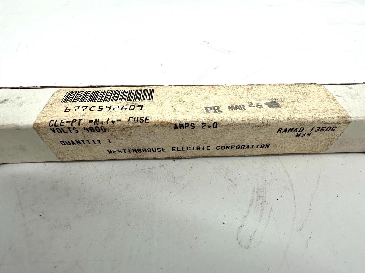 New Westinghouse 677C592G09 Type CLE-PT (NI) Fuse 2A 4.8KV 25/60HZ