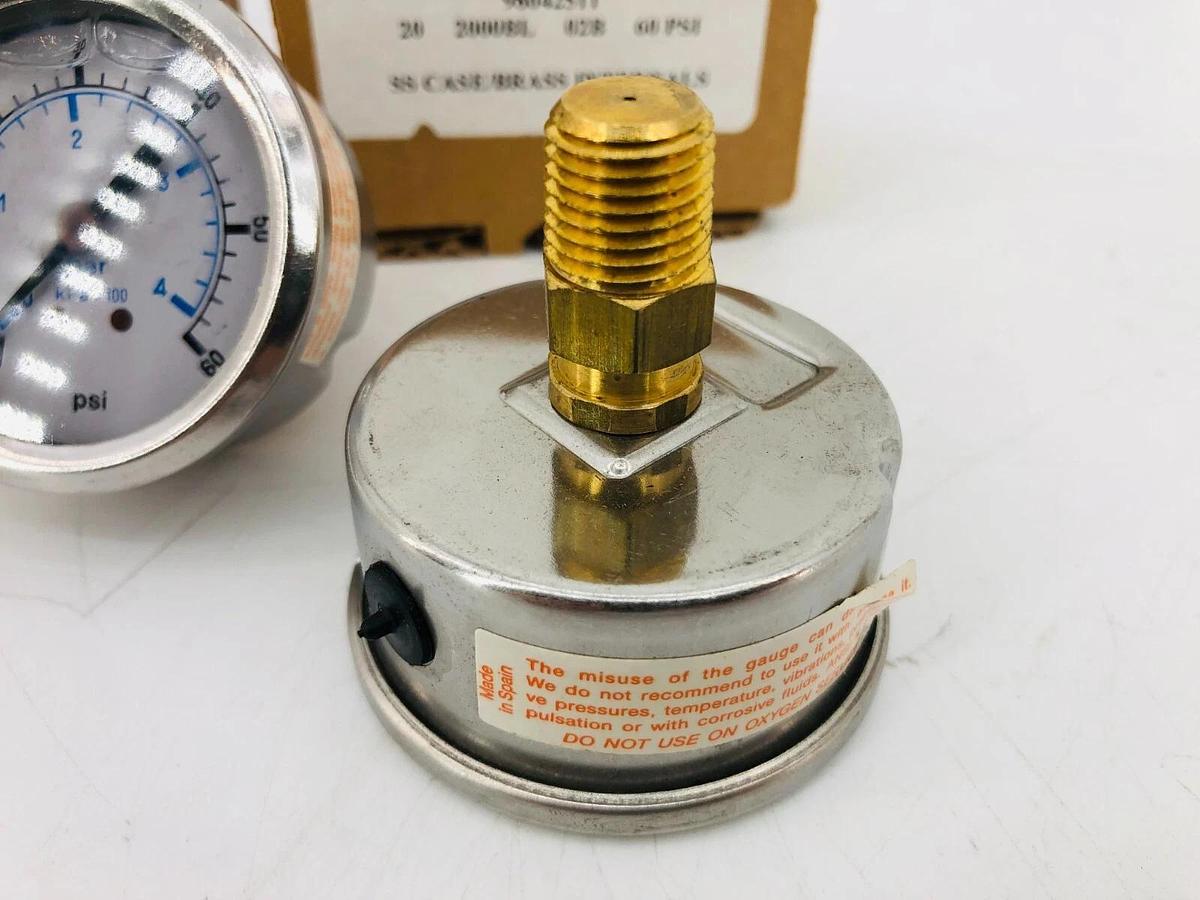 Lot of 2 New Generic 98042511 Pressure Gauge 2in Face 1/2 NPT 0-60 Psi