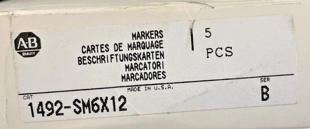 Lot of 2 New Allen Bradley 1492-SM6X12 Ser B Markers 5PCS Per Box