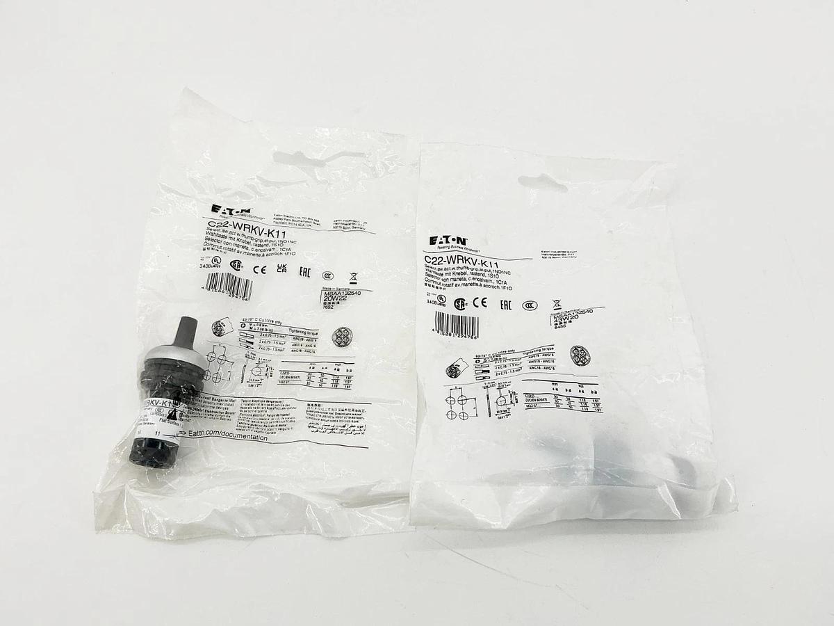 New Lot of 2 Eaton C22-WRKV-K11 Selector Switch 250V 4A