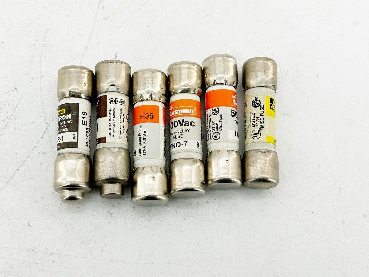New Lot of 6 Bussmann and Littelfuse 1-15A Fuse 250V