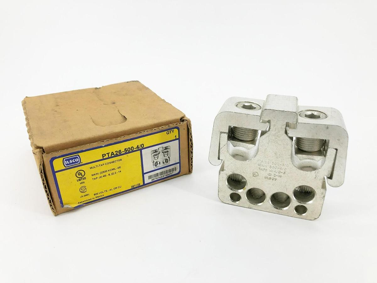 New Ilsco PTA26-500-4/0 Multi-Tap Connector 2 Port 250 MCM - 10 AWG