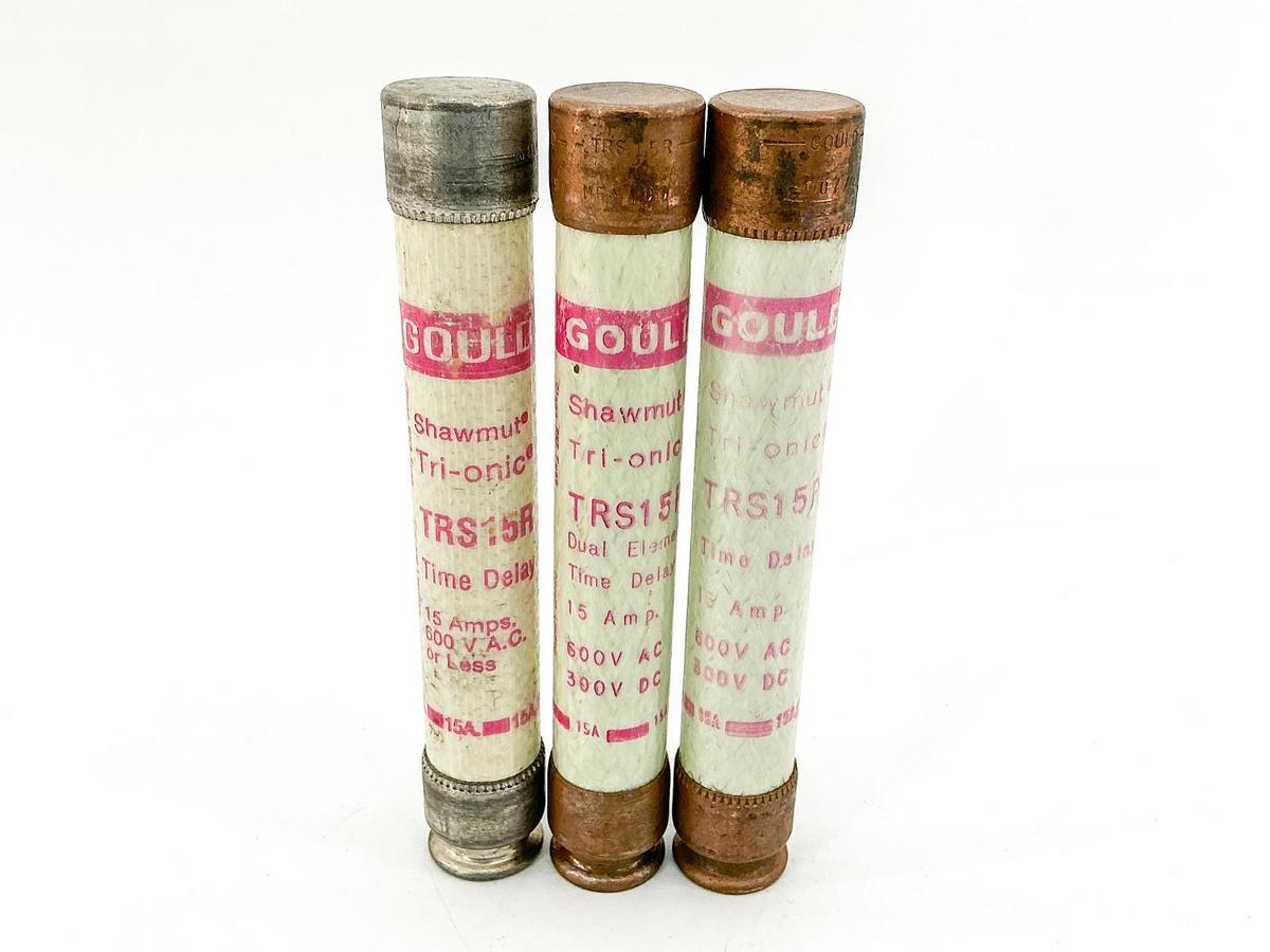 New Lot of 3 Gould TRS15R Current Limiting Time Delay Fuse 15A 600V Class RK5