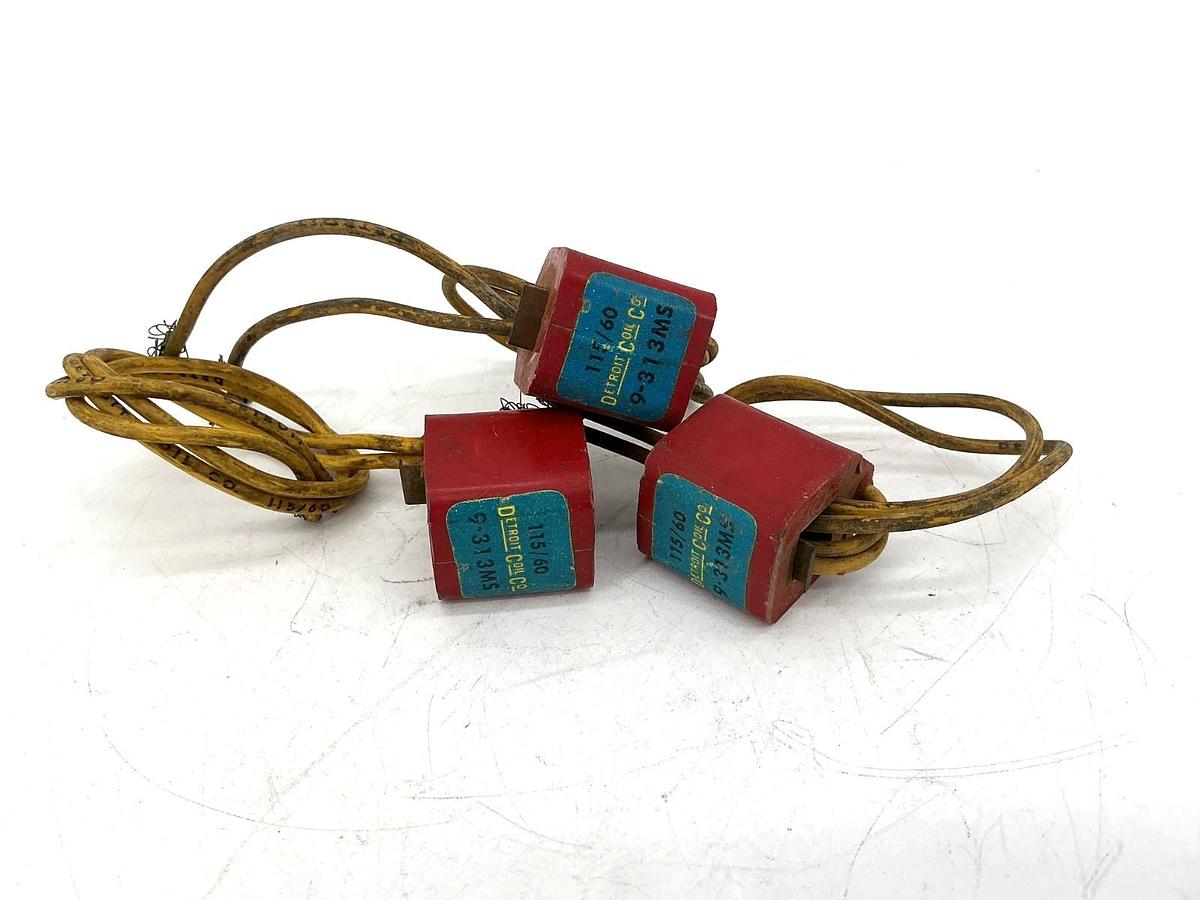 Used Lot of 3 Detroit Coil 9-313MS Coil 2-Wire 115/60 115VAC 60HZ