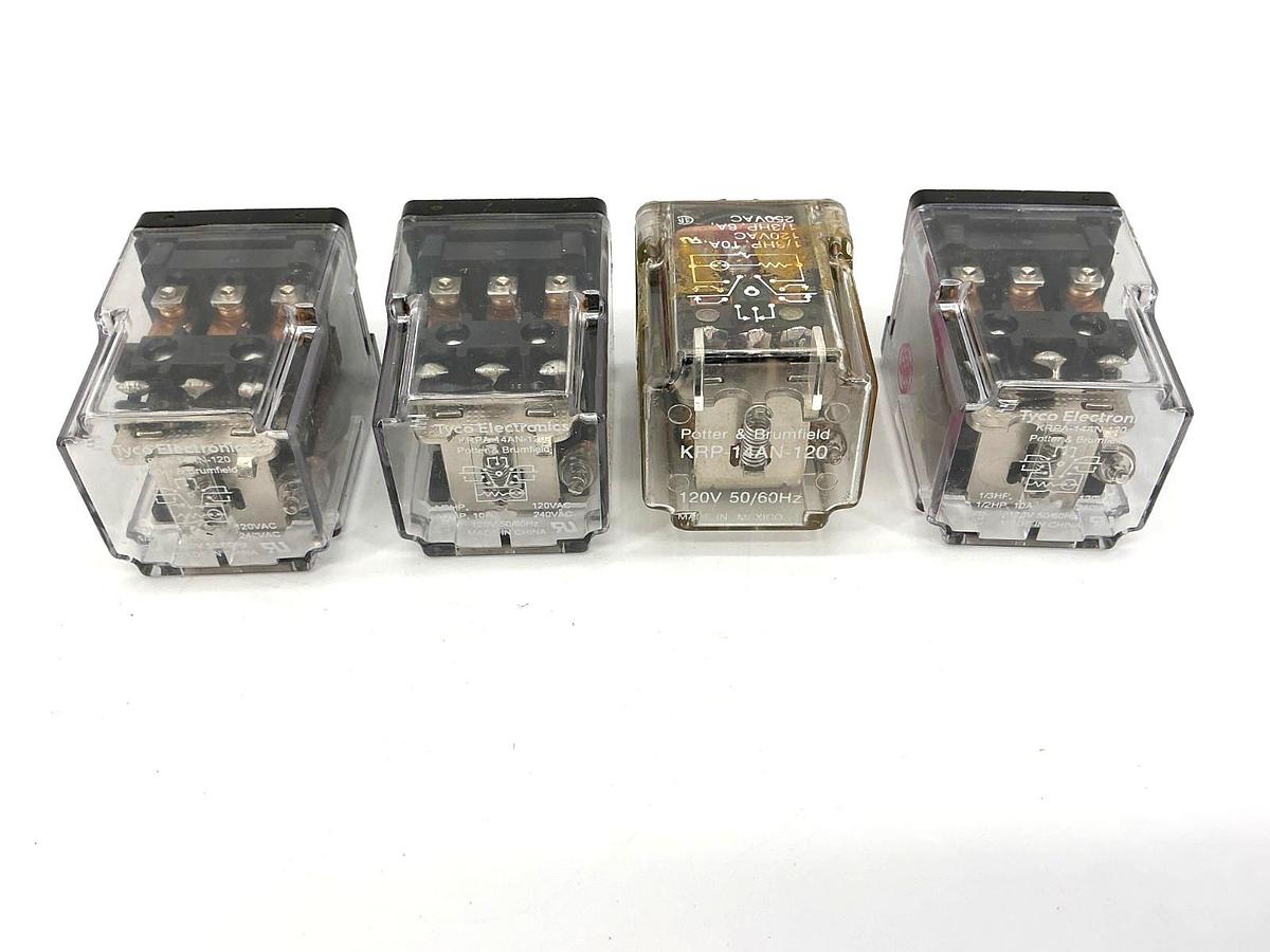 Used Lot of 4 Tyco Potter & Brumfield KRPA-14AN-120 Relay 11-Pin 3P 10A 120V 50/60HZ