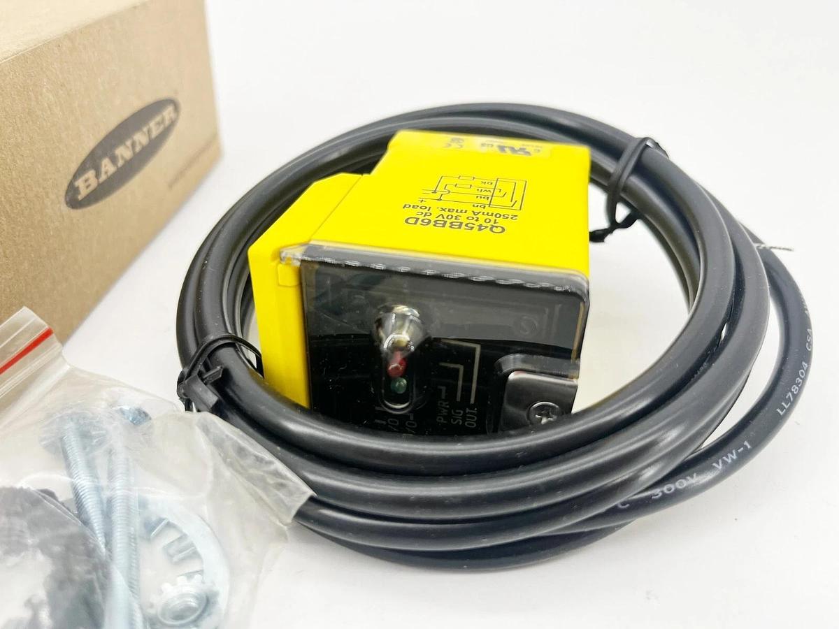 New Banner Engineering Q45BB6D Rugged Rectangle Diffuse Sensor 36558 45cm Range