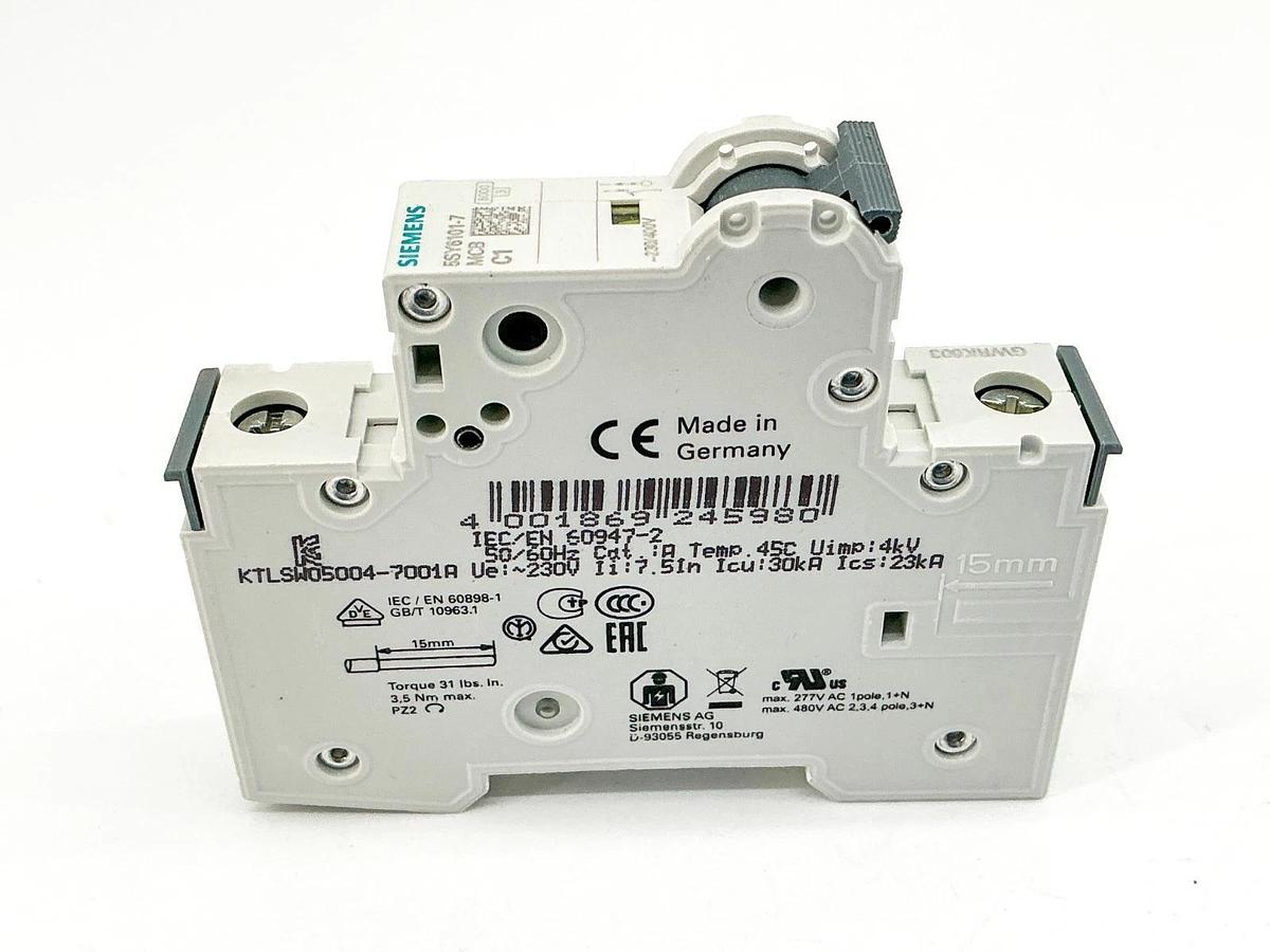New Siemens 5SY6101-7 Mini Circuit Breaker 230/400V 1P