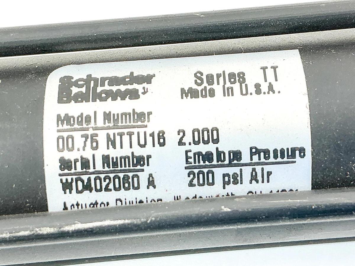 New Schrader Bellows 00.75 NTTU16 2.00 Pneumatic Cylinder 200PSI