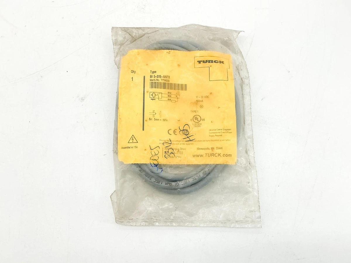 New Turck BI5-S18-AN7X Inductive Sensor 10-30VDC 150mA T1714000