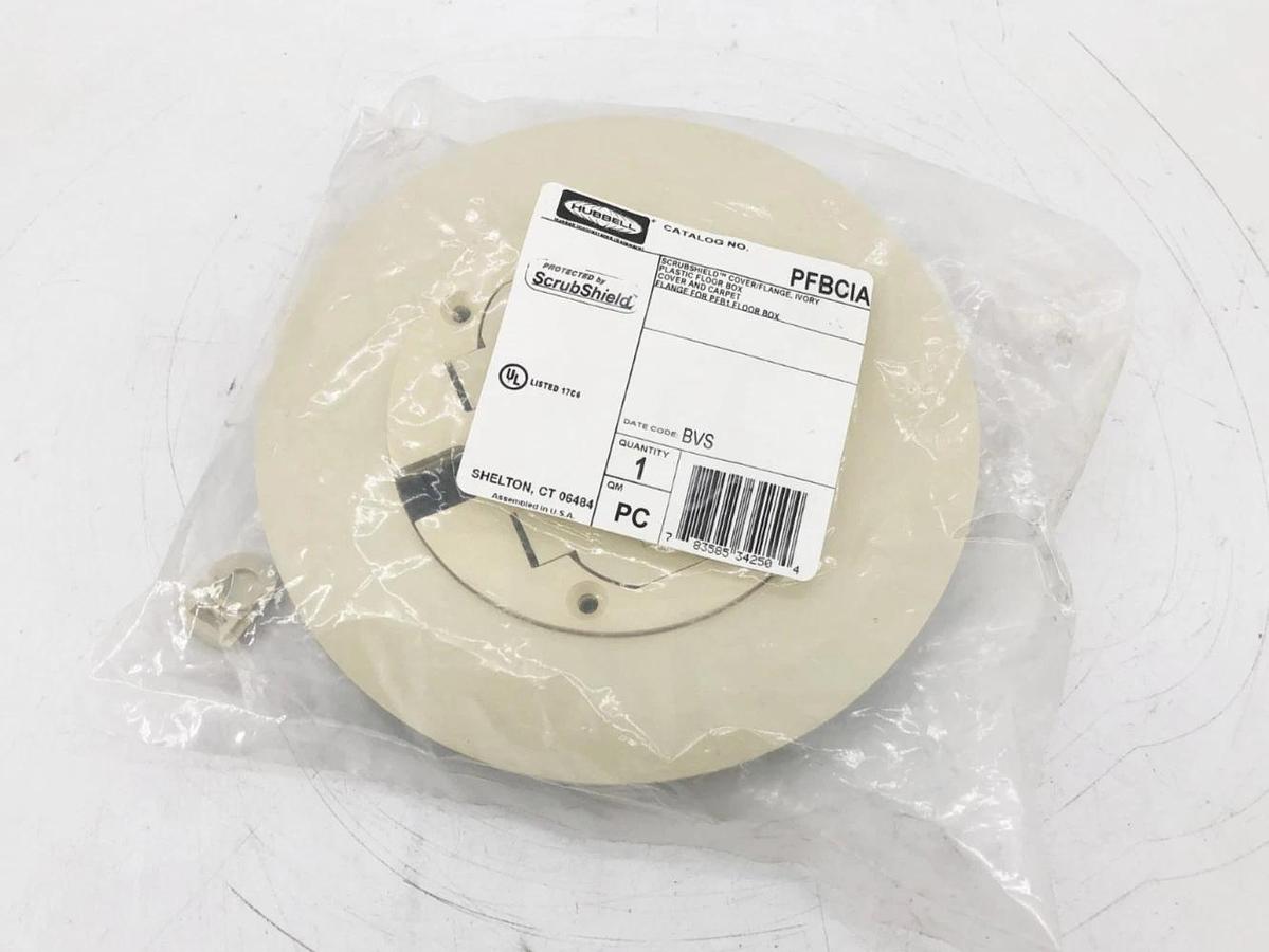 New Hubbell PFBCIA Scrubshield Cover/Flange For PFB1 Floorbox Ivory