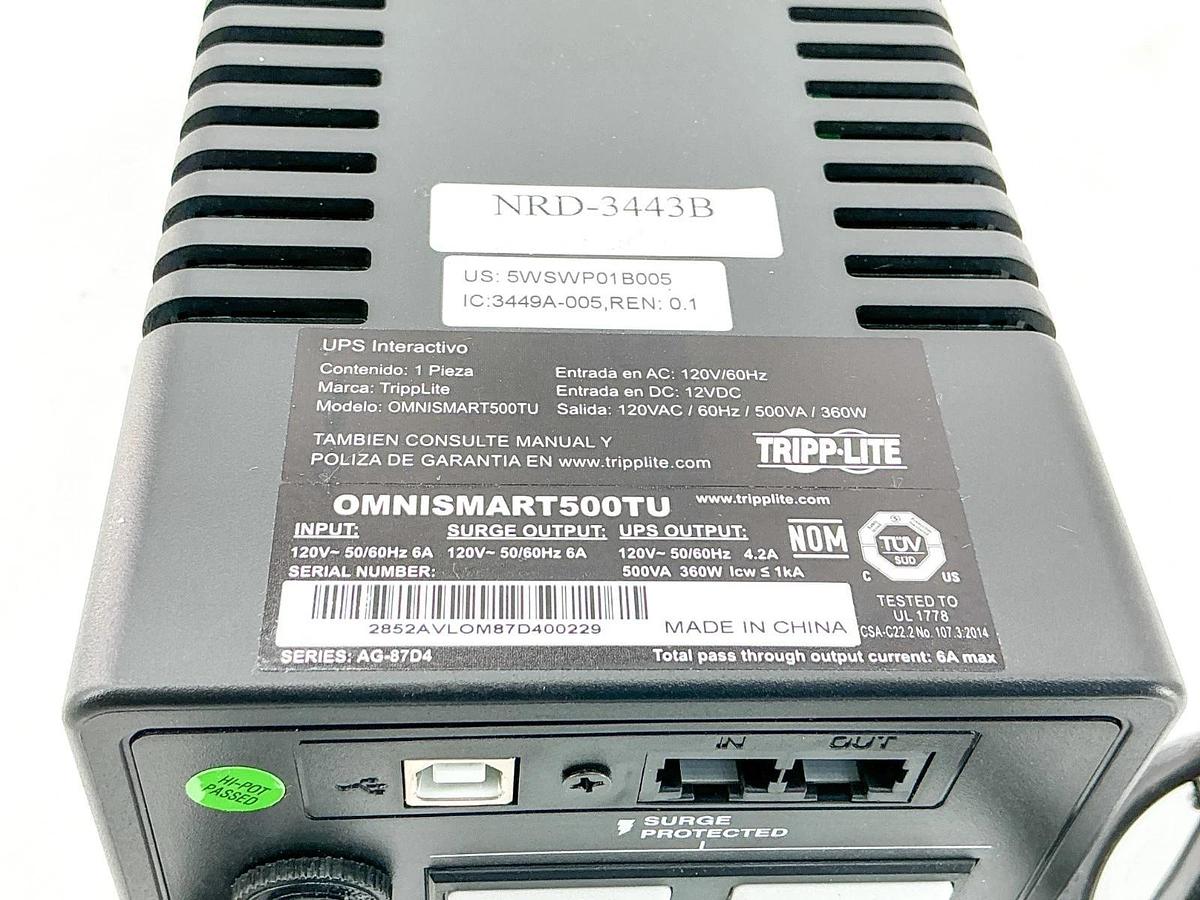 New Tripp Lite OMNISMART500TU Uninterruptible Power Supply 500VA 360W 120V