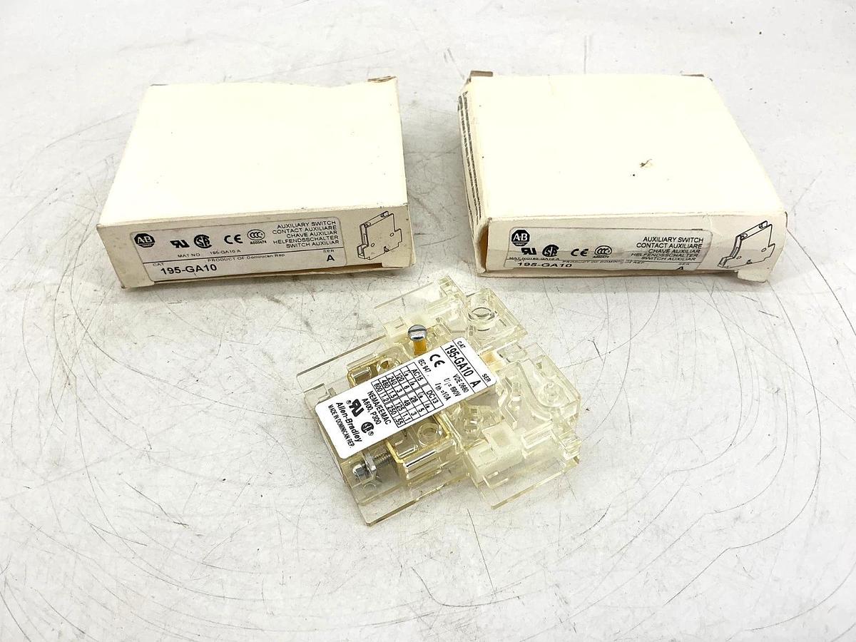Lot of 2 New Allen Bradley 195-GA10 Ser A Auxiliary Switch Contact 10A 600VAC