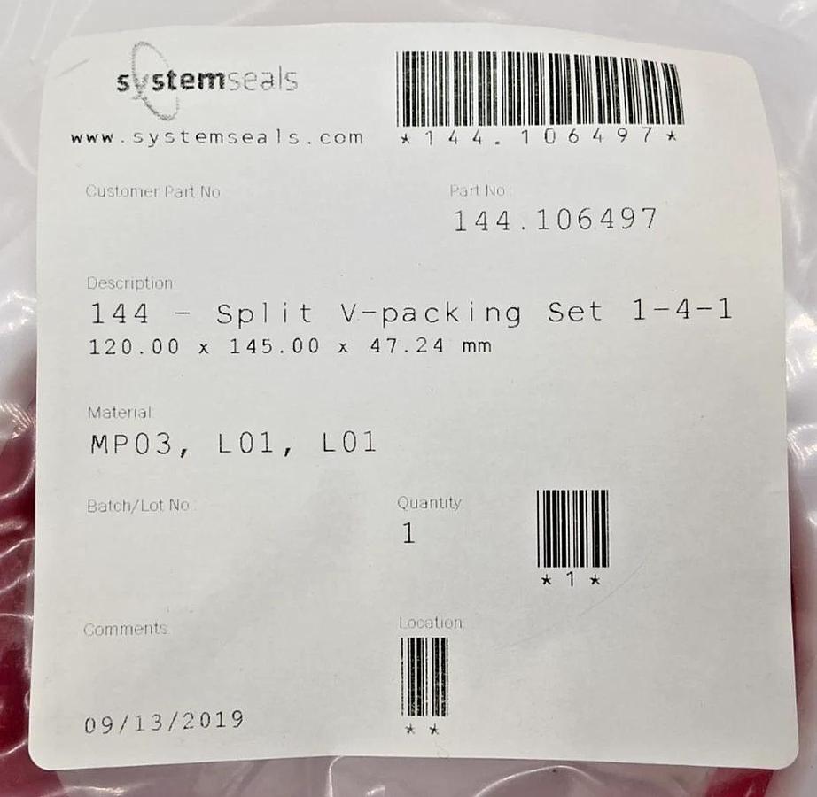 New System Seals 144.106.497 144 - Split V-Packing Set 1-4-1 120x145x47.24mm