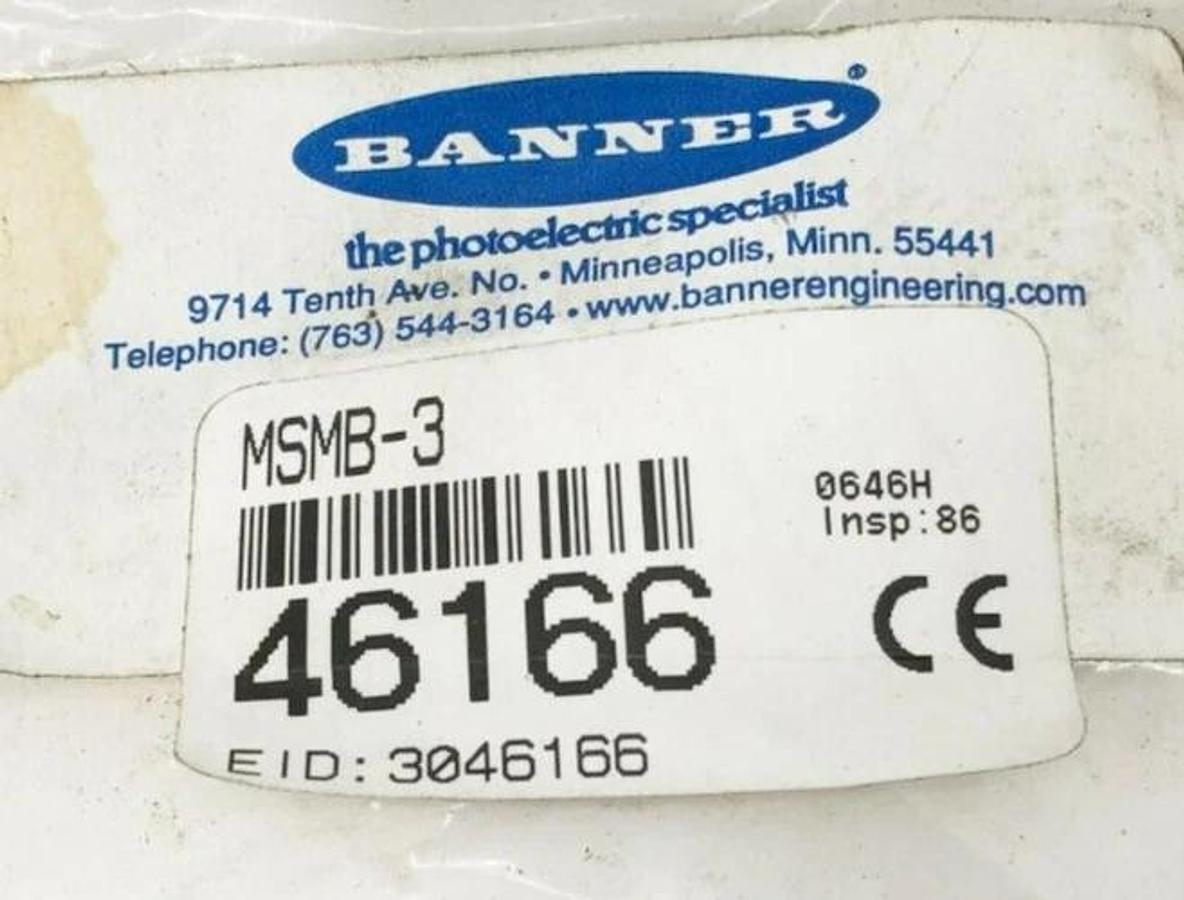New Banner Engineering MSMB-3 Mini-Screen Sensor Mounting Bracket 46166