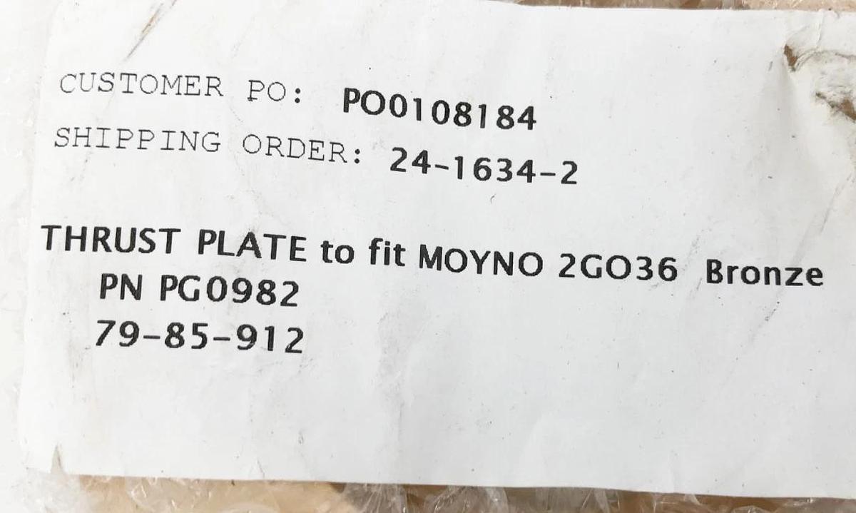 New Moyno PG0982 Thrust Plate for 2G036 Bronze - No Box