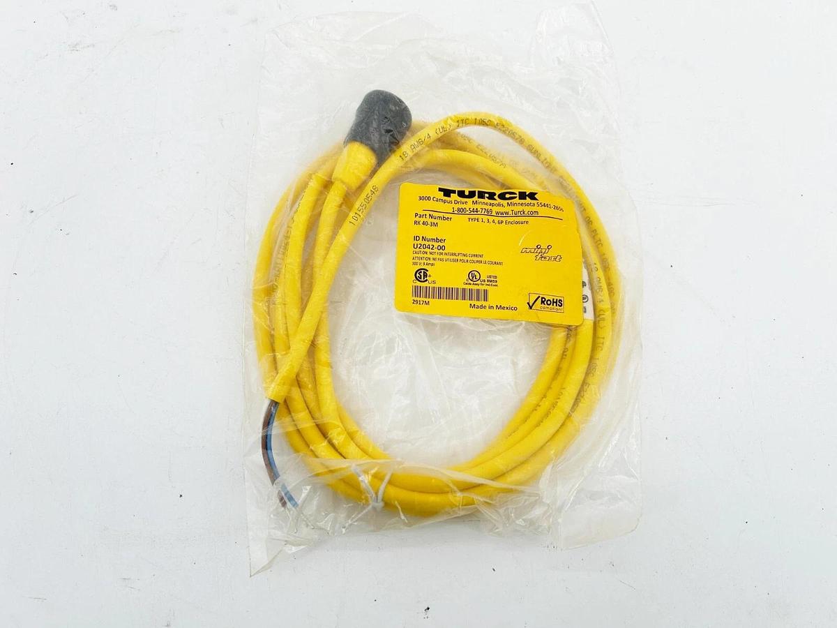 New Turck RK 40-3M Single Ended Cordset 4 Wire 3M PVC Jacket U2042-00