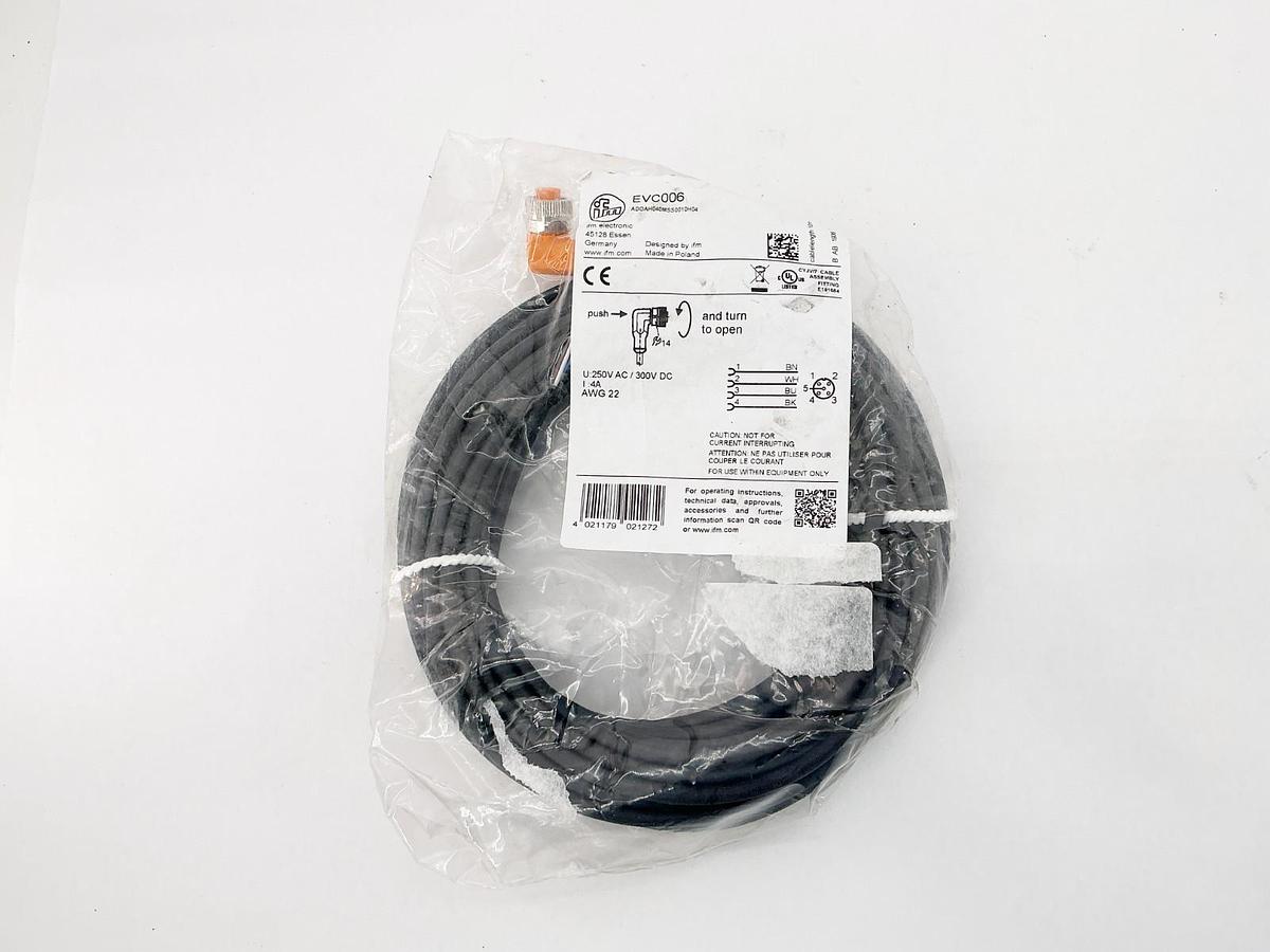 New IFM EVC006 Connecting Cable 5Pin 300V 4A 22AWG