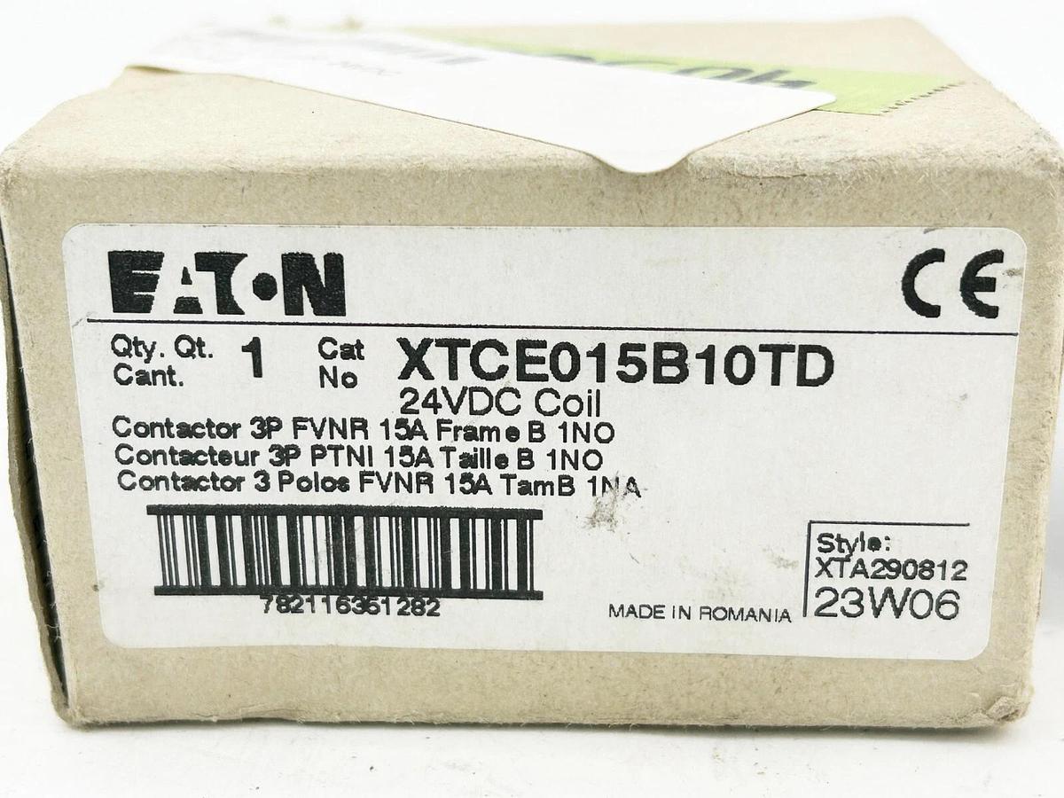 New Eaton XTCE015B10TD Contactor 3P 24VDC Coil 15A 10HP 2.2KW Frame B