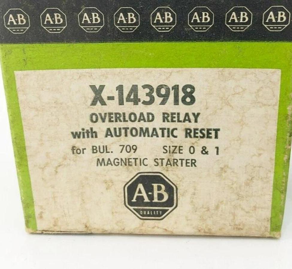 Lot of 2 New AB Allen Bradley X-143918 Overload Relay Size 0 & 1